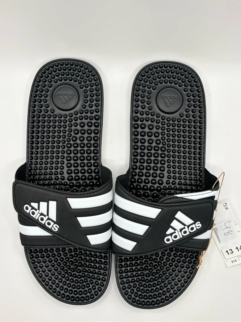 adidas Black and White Strap Slide Sandals